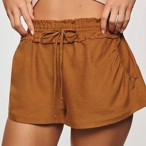 Anthropologie Daily Practice Pull On Drawstring Pumpkin Sweat Shorts